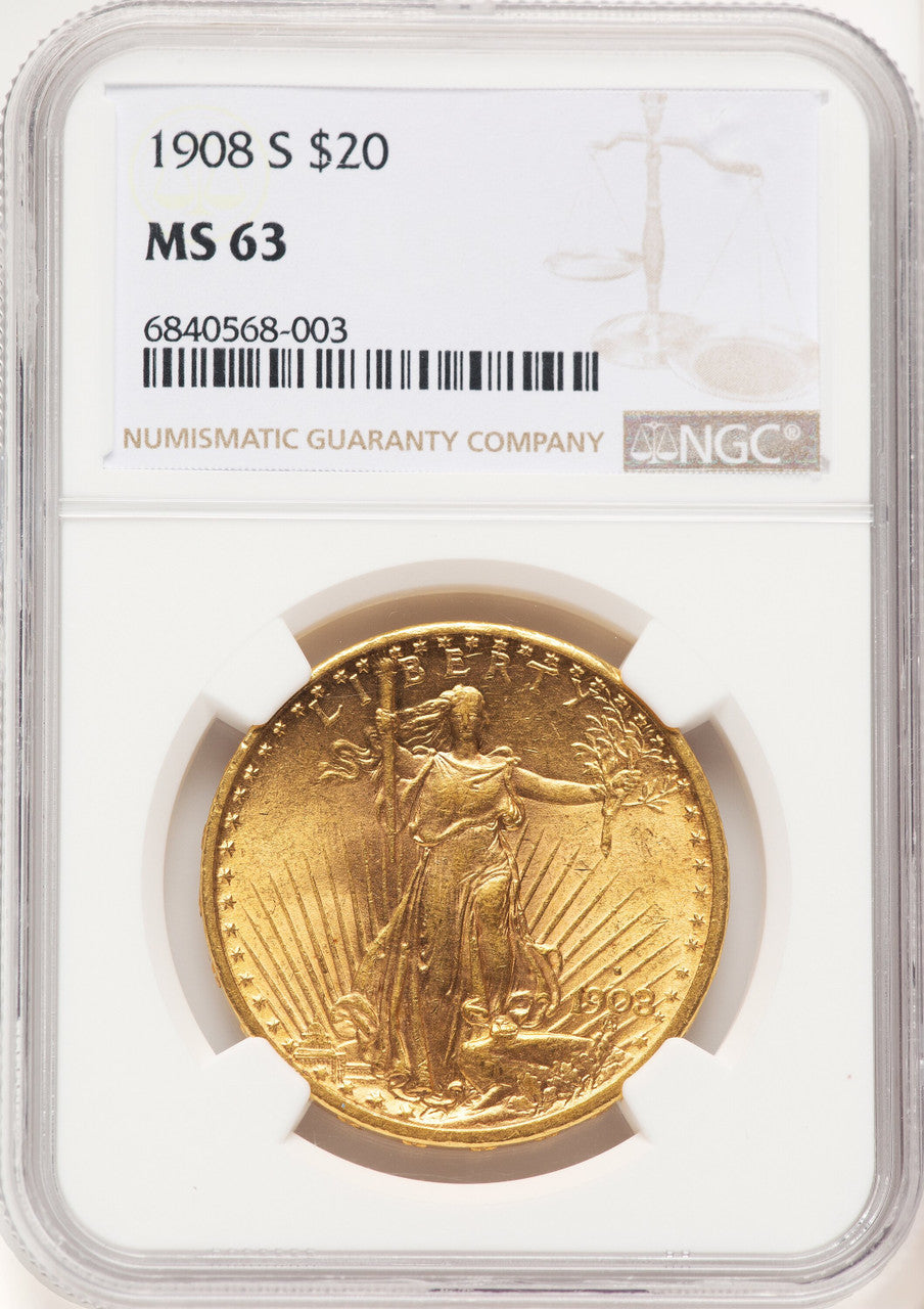 1908-S $20 Saint-Gaudens Double Eagle NGC MS63 (781734001)