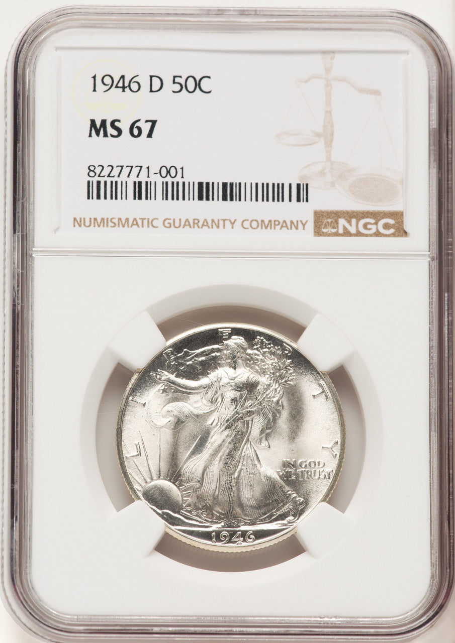 1946-D 50C Walking Liberty Half Dollar NGC MS67 (781775002)