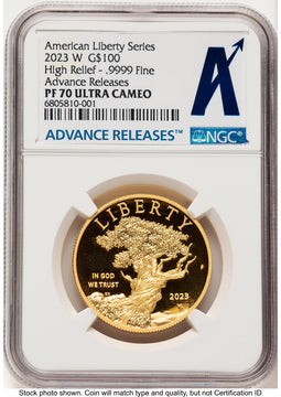2023-W G$100 American Liberty High Relief AR Standard NGC PF70