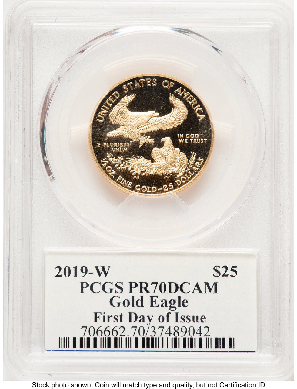 2019-W Proof Gold Eagle 1/2 oz FDI PCGS PR70 Ed Moy