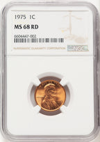 1975 1C RD Lincoln Cent NGC MS68
