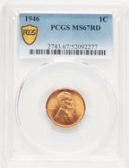 1946 1C RD Lincoln Cent PCGS MS67