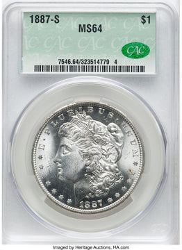 1887-S CAC Morgan Dollar CACG MS64