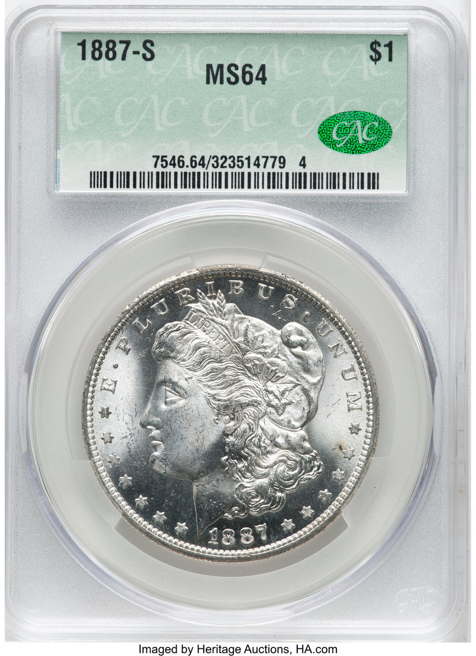 1887-S CAC Morgan Dollar CACG MS64