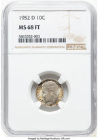1952-D 10C FB Roosevelt Dime NGC MS68