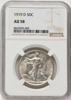 1919-D 50C Walking Liberty Half Dollar NGC AU58