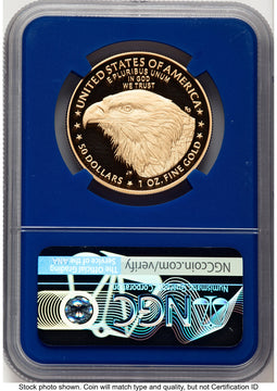 2022-W Proof Gold Eagle 1 oz FDR Jennie Blue Core NGC PF70 Norris