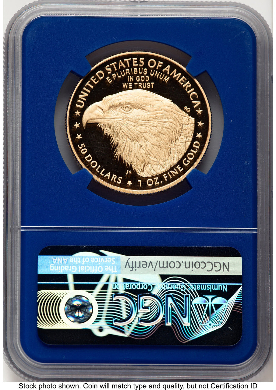 2022-W Proof Gold Eagle 1 oz FDR Jennie Blue Core NGC PF70 Norris