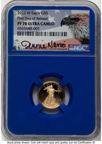2022-W Proof Gold Eagle 1/10 oz FDR Jennie Blue Core NGC PF70 Norris