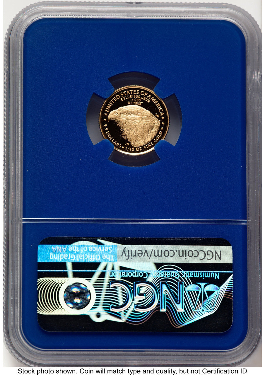 2022-W Proof Gold Eagle 1/10 oz FDR Jennie Blue Core NGC PF70 Norris