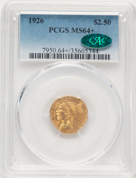 1926 $2.50 CAC Indian Quarter Eagle PCGS MS64+