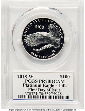 2018-W Proof Platinum Eagle 1 oz FDI PCGS PR70 Ed Moy