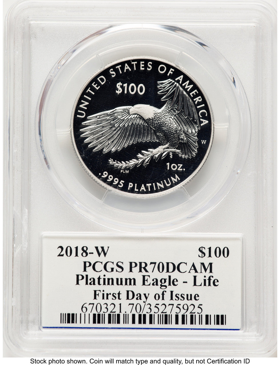 2018-W Proof Platinum Eagle 1 oz FDI PCGS PR70 Ed Moy