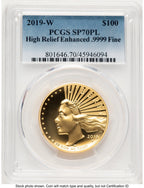 2019-W G$100 American Liberty High Relief Enhanced PL Blue Gradient PCGS MS70 (782053012)