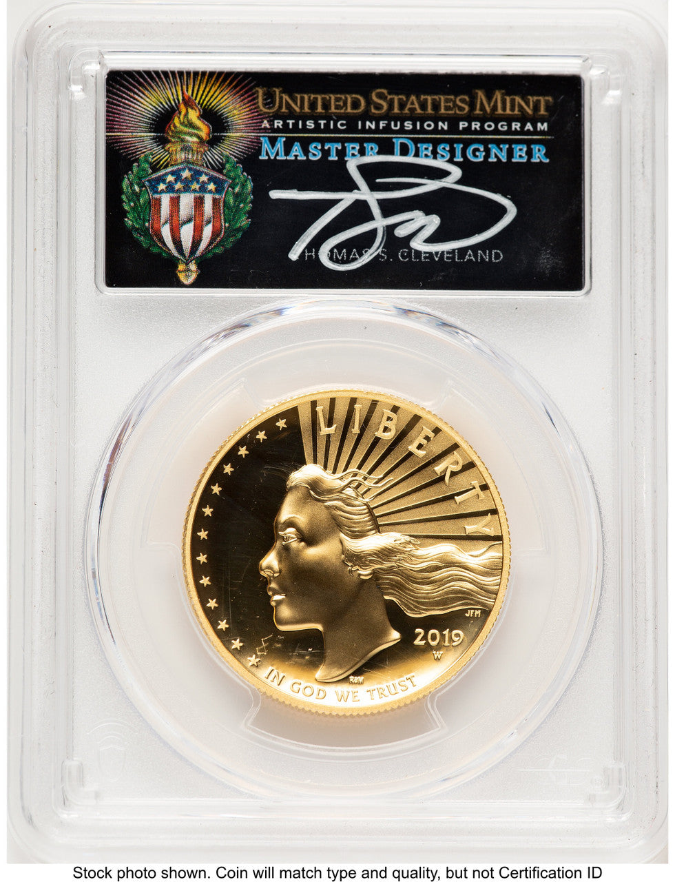 2019-W G$100 American Liberty High Relief Enhanced PL WP Mint Hoard Thomas Cleveland PCGS MS70