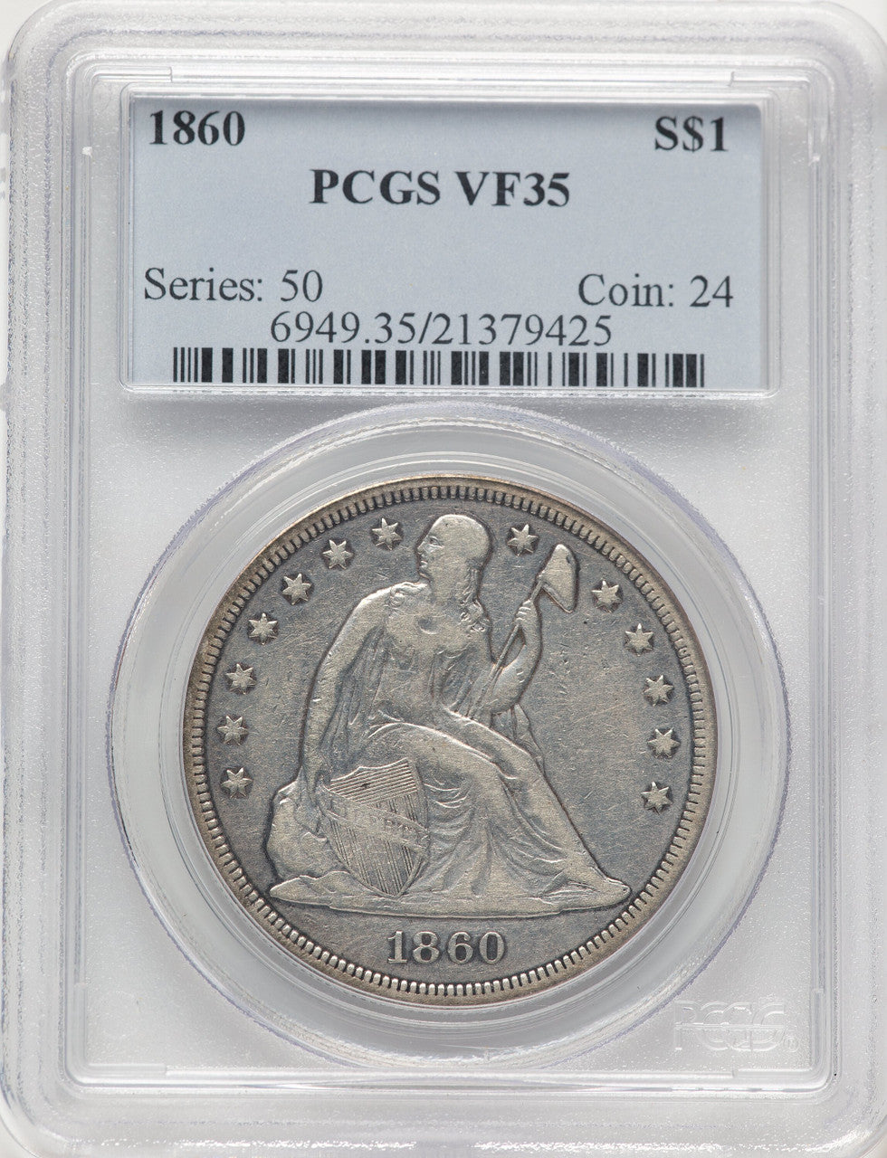 1860 Seated Dollar PCGS VF35