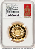 2025-W G$100 American Liberty High Relief ER Kenneth Bressett Red Book NGC PF70