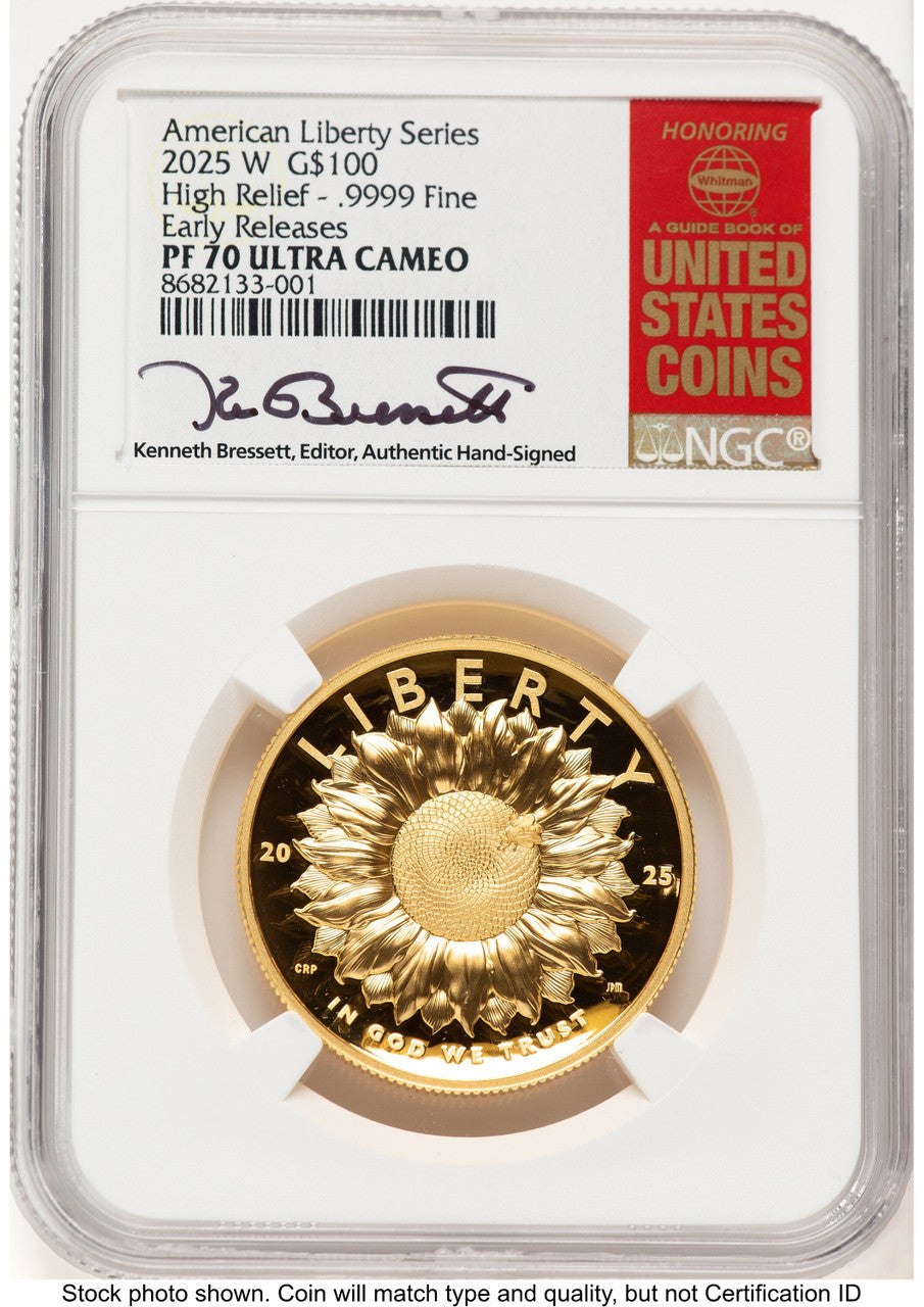 2025-W G$100 American Liberty High Relief ER Kenneth Bressett Red Book NGC PF70 (782126012)