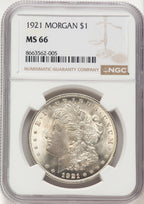 1921 Morgan Morgan Dollar NGC MS66