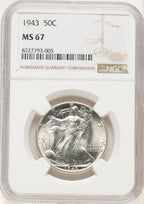 1943 50C Walking Liberty Half Dollar NGC MS67 (782132012)