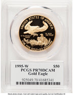 1995-W Proof Gold Eagle 1 oz David Hall PCGS PR70