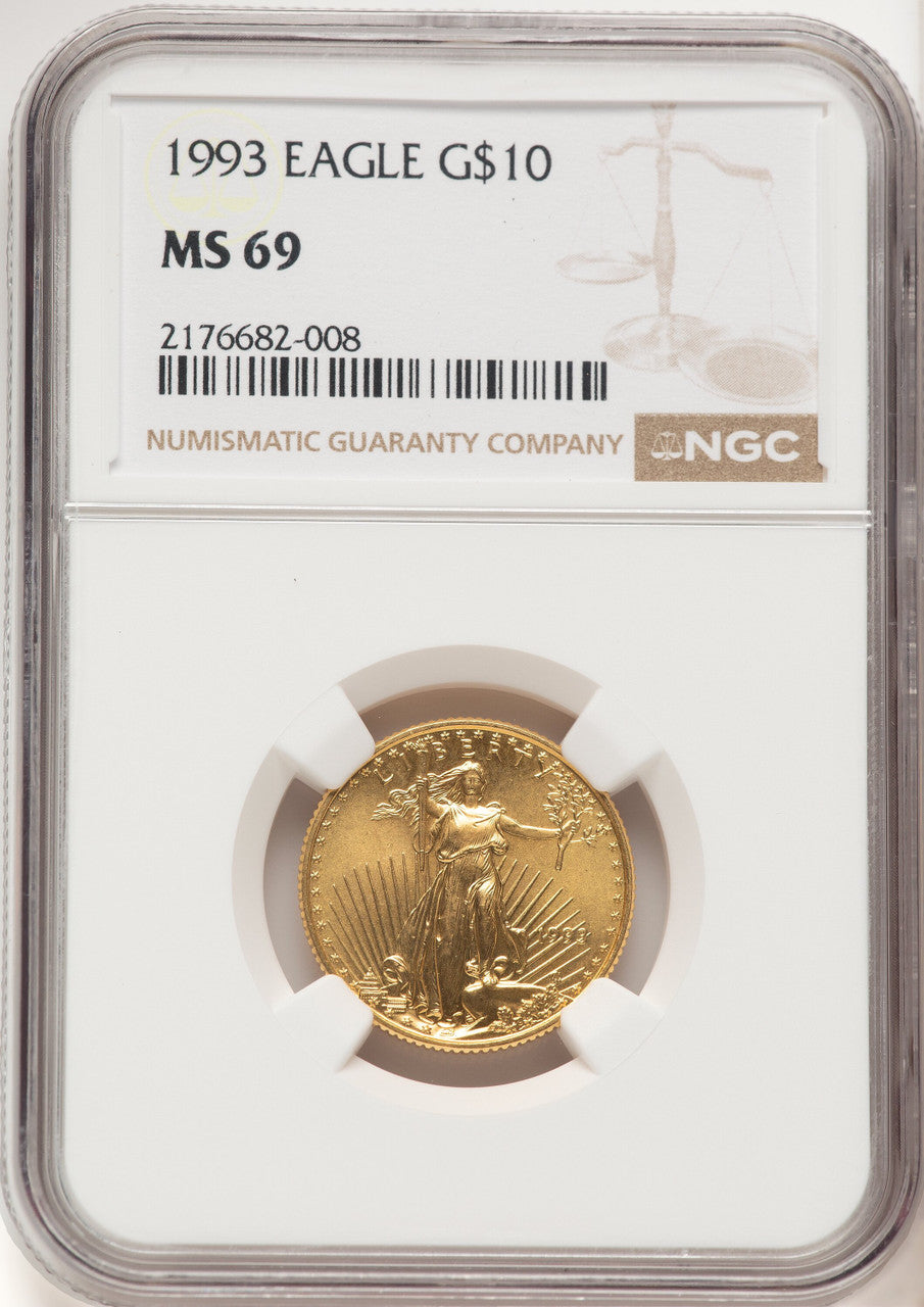1993 Gold Eagle 1/4 oz Brown Label NGC MS69 (782175006)