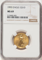1993 Gold Eagle 1/4 oz Brown Label NGC MS69 (782175008)