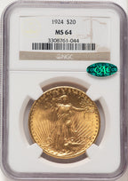 1924 $20 Saint CAC Saint-Gaudens Double Eagle NGC MS64