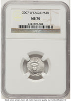 2007-W Burnished Platinum Eagle 1/10 oz Brown Label NGC MS70