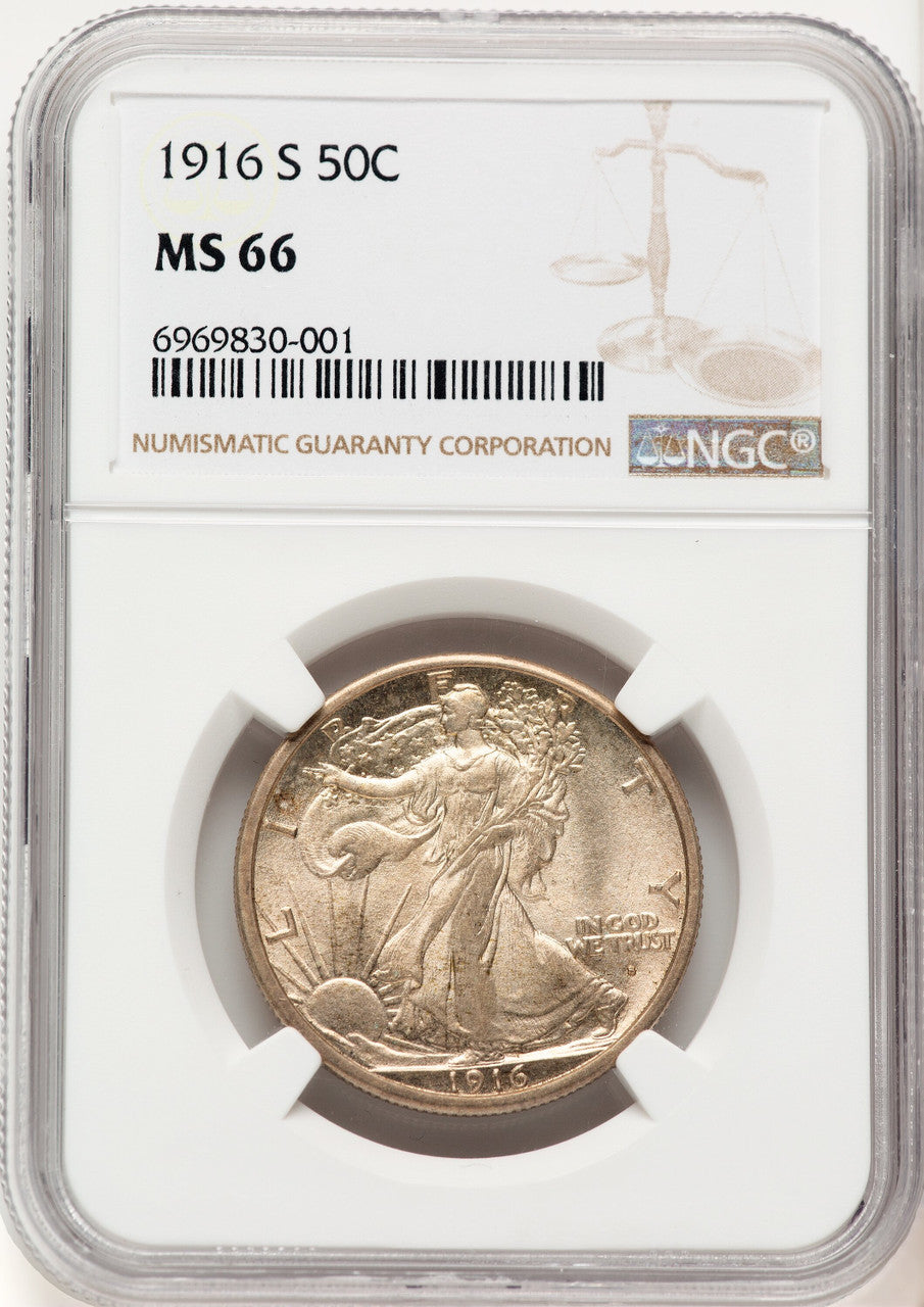 1916-S 50C Walking Liberty Half Dollar NGC MS66 (782214010)