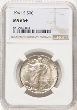 1941-S 50C Walking Liberty Half Dollar NGC MS66+ (782214012)