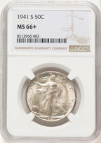 1941-S 50C Walking Liberty Half Dollar NGC MS66+ (782214012)