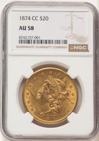 1874-CC $20 Liberty Double Eagle NGC AU58 (782214061)