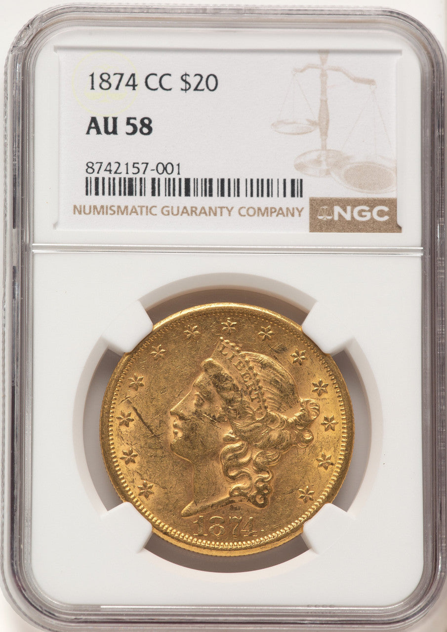 1874-CC $20 Liberty Double Eagle NGC AU58 (782214061)