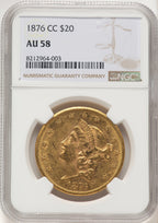 1876-CC Liberty Double Eagle NGC AU58