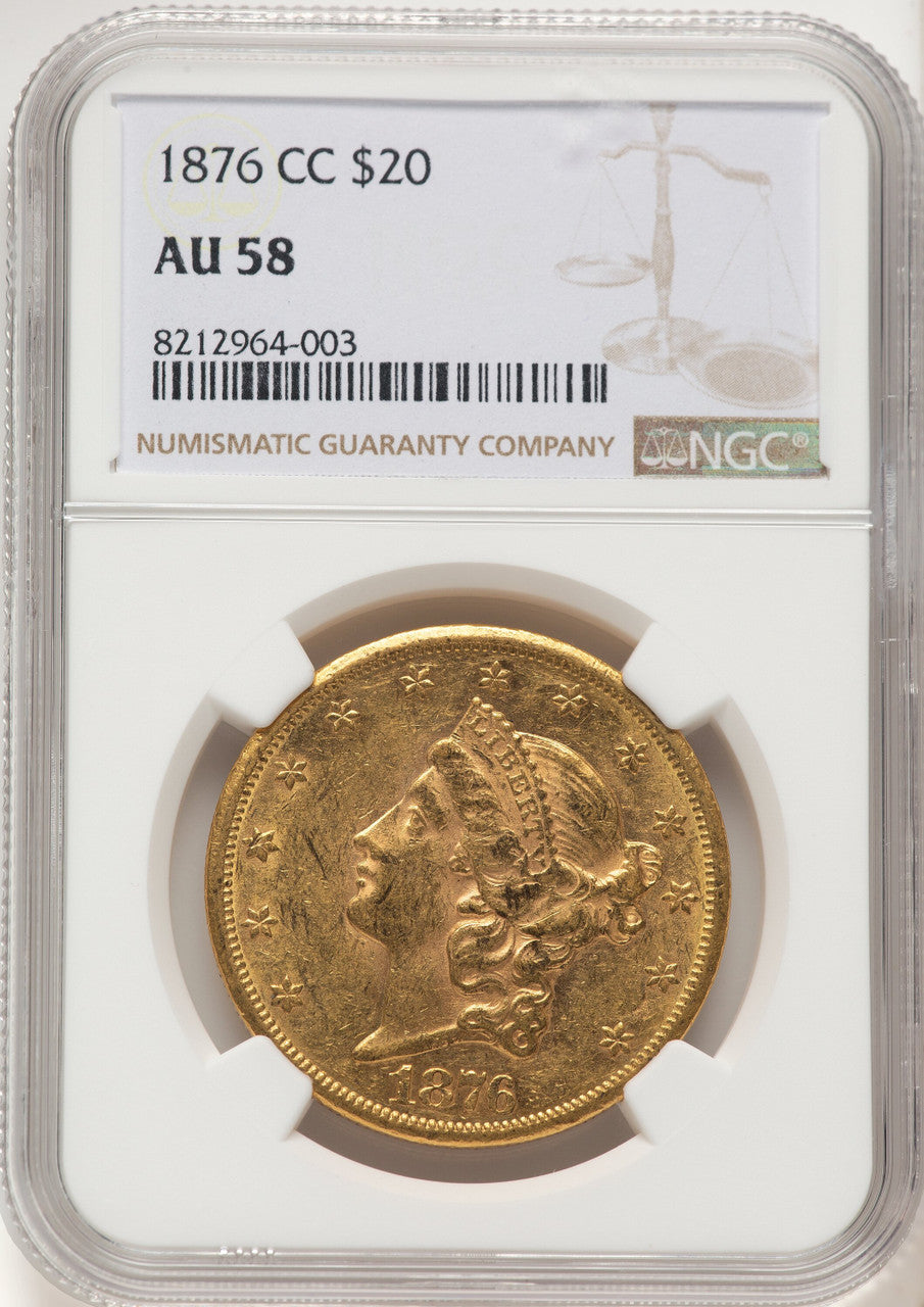 1876-CC Liberty Double Eagle NGC AU58