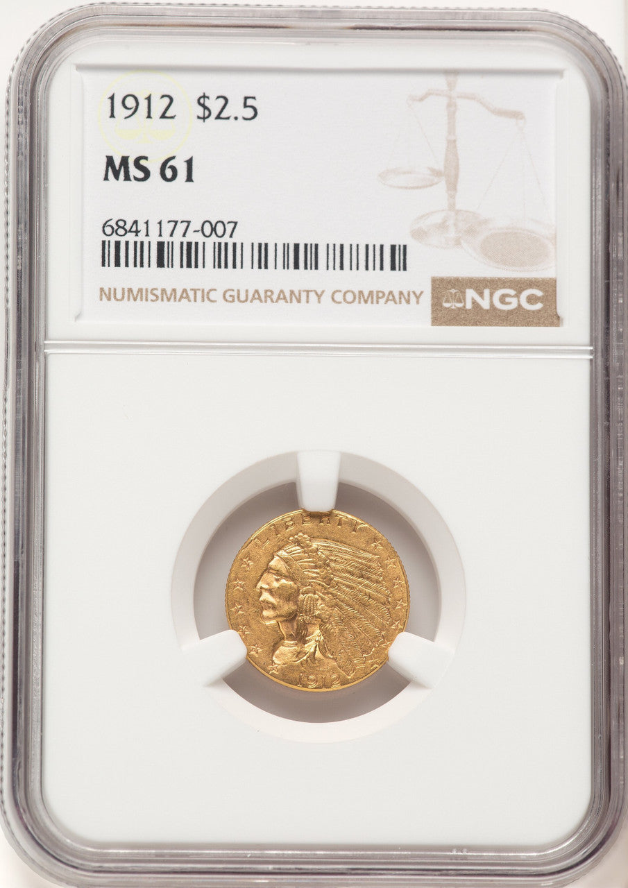 1912 $2.50 Indian Quarter Eagle NGC MS61 (782232015)
