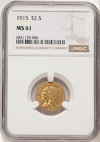 1915 $2.50 Indian Quarter Eagle NGC MS61 (782232018)