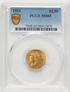1915 $2.50 Blue Gradient Indian Quarter Eagle PCGS MS65 (782234002)