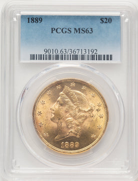 1889 $20 Blue Gradient Liberty Double Eagle PCGS MS63