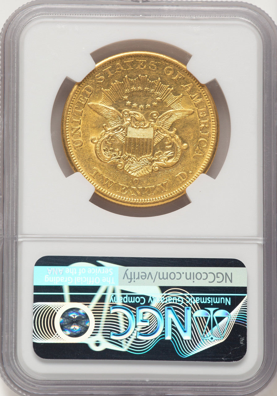 1852-O $20 Brown Label Liberty Double Eagle NGC AU58