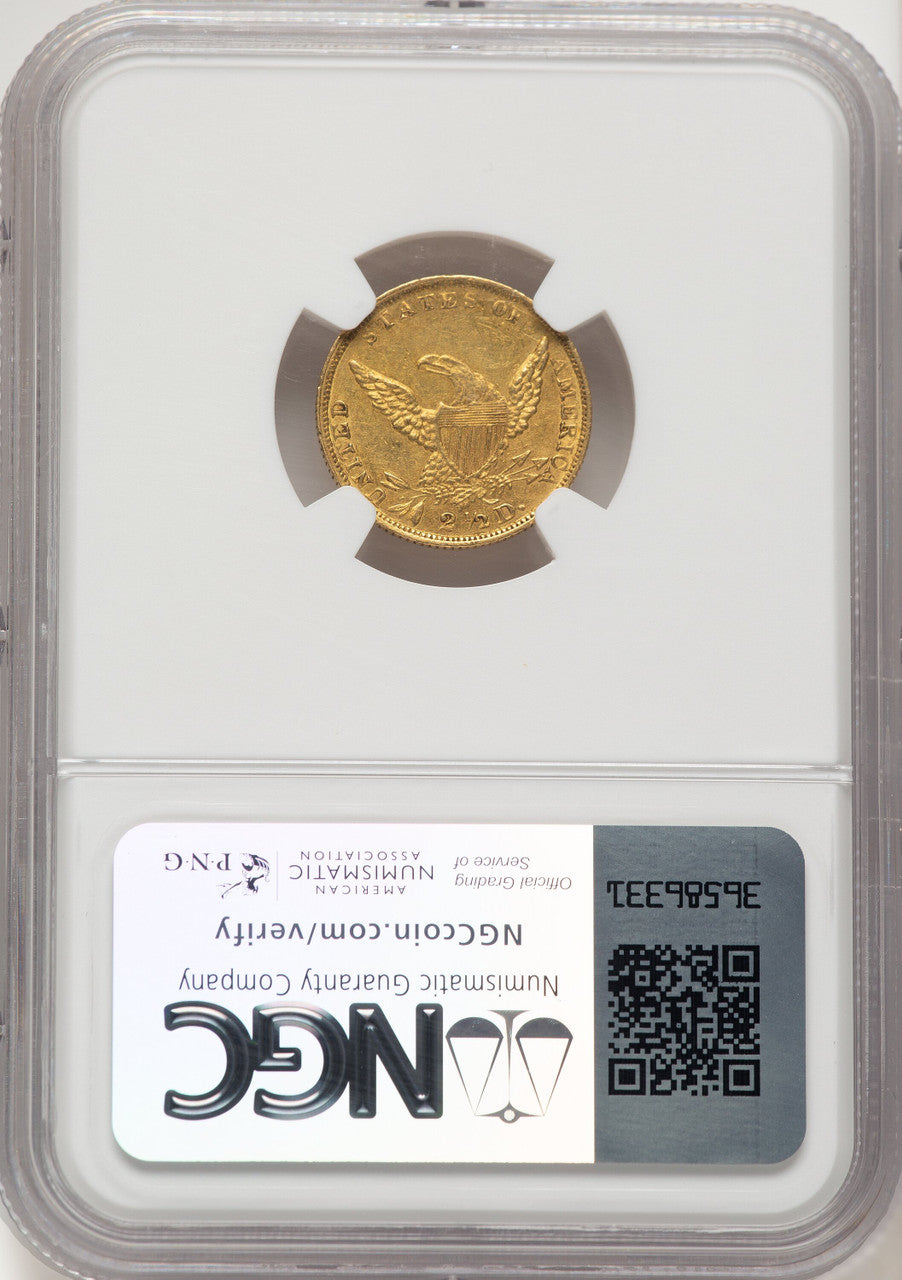 1839 $2.50 HM-1 Brown Label Classic Quarter Eagle NGC AU58