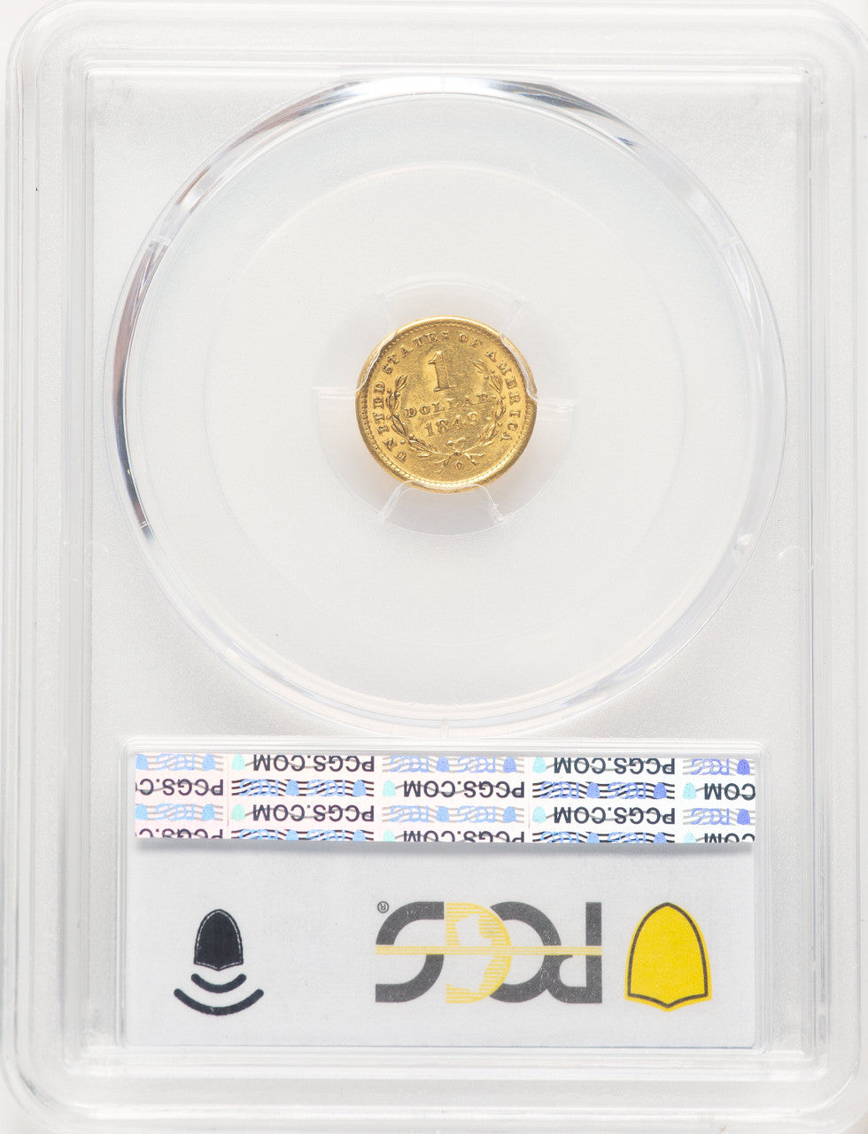 1849-O G$1 Open Wreath Blue Gradient Gold Dollar PCGS MS63