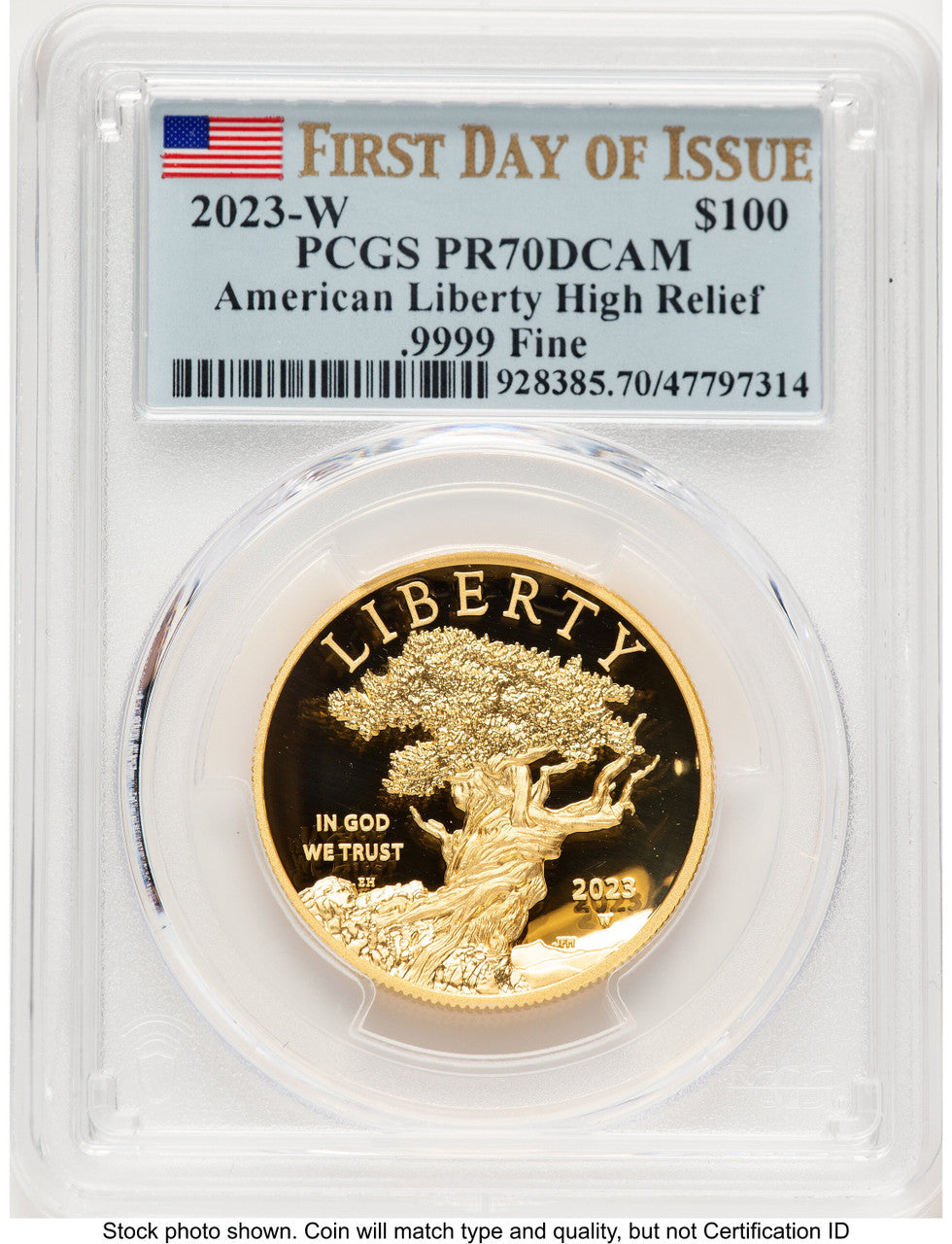 2023-W G$100 American Liberty High Relief FDI Flag PCGS PR70