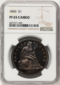 1860 CA Proof Seated Dollar NGC PR65