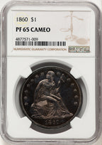 1860 CA Proof Seated Dollar NGC PR65