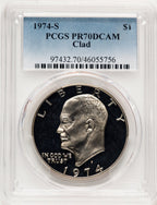 1974-S $1 CLAD Proof Eisenhower Dollar PCGS PR70