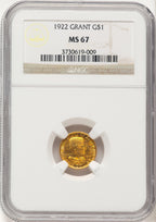 1922 G$1 Grant No Star Commemorative Gold NGC MS67 (782355019)