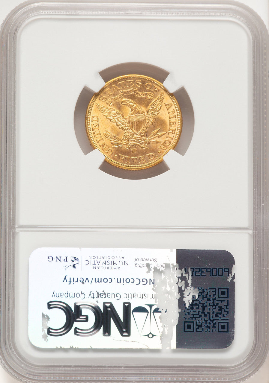 1907-D $5 Liberty Half Eagle NGC MS65+ (782357001)