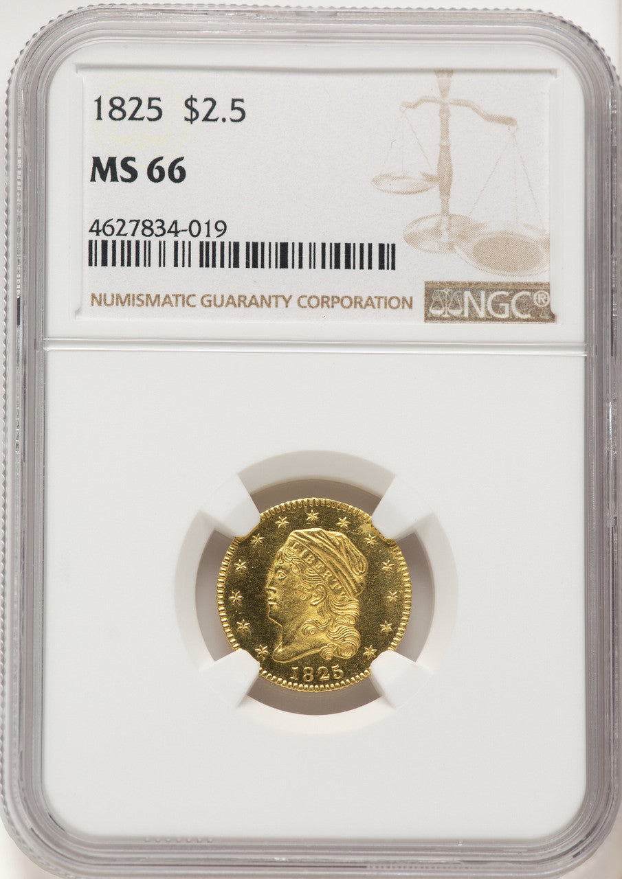 1825 $2.50 Early Quarter Eagle NGC MS66